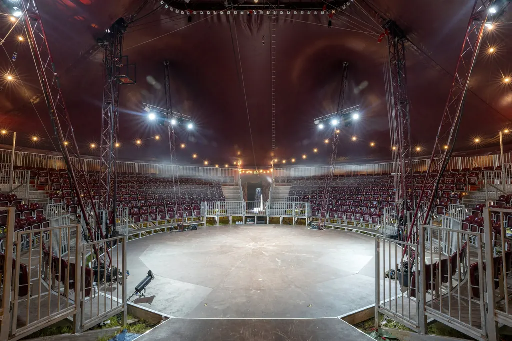 Inside Big Puck, lit up and ready for a show